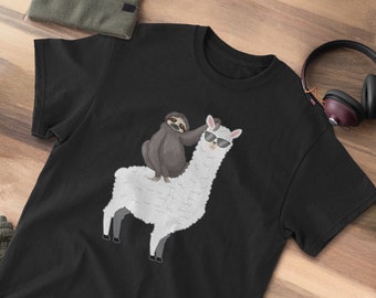 Sloth Riding Llama Gifts | Alpaca Tshirt With Sunglasses! For Animal Lovers with an Hilarious Sense of Humor - No Drama Be Your Awkward Self