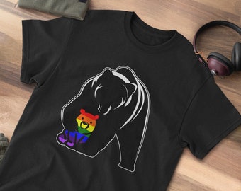 LGBT Mom Mama Bear Shirt | Mothers Gay Pride Rainbow Flag Gift - Show Your Son or Daughter You Love and Support Them! Equality, Awareness!