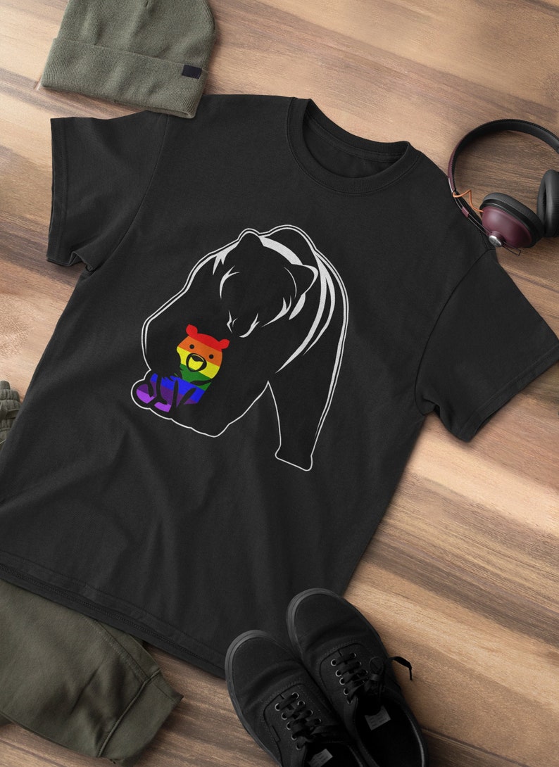 LGBT Mom Mama Bear Shirt Mothers Gay Pride Rainbow Flag Gift Show Your Son or Daughter You Love and Support Them Equality, Awareness image 1