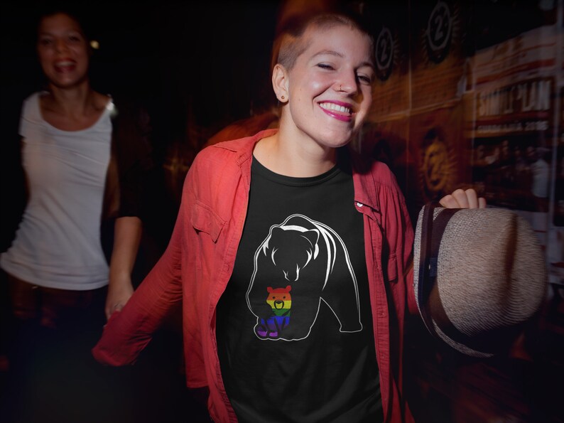 LGBT Mom Mama Bear Shirt Mothers Gay Pride Rainbow Flag Gift Show Your Son or Daughter You Love and Support Them Equality, Awareness image 4