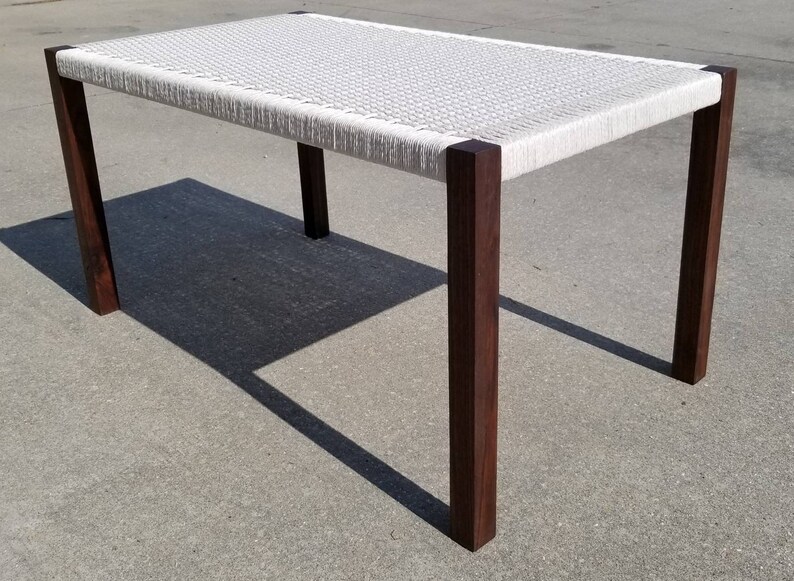 Danish Cord And Cherry Wood Bench Made And Woven By Hand Etsy