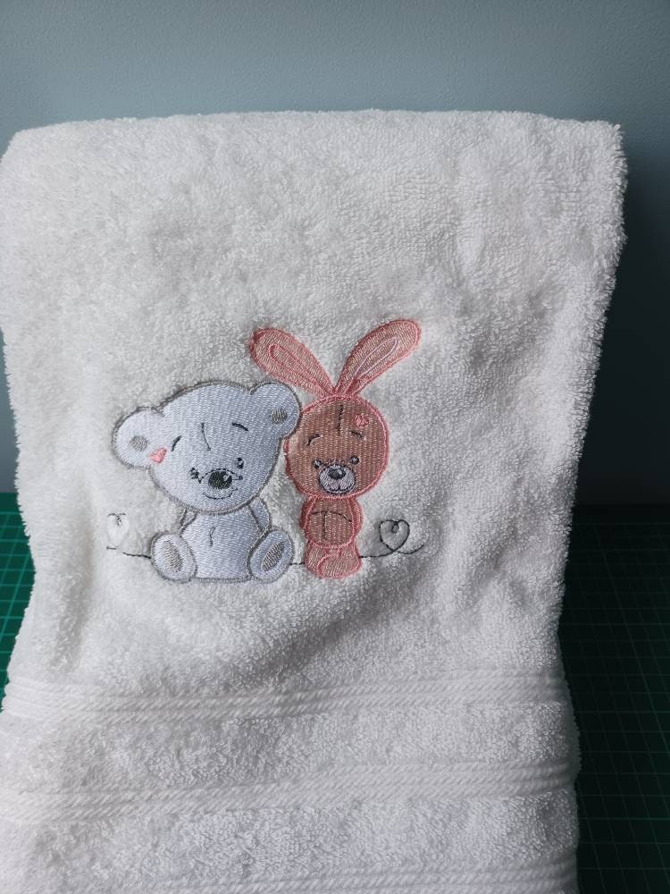 Dap de Bain 140x70 550G Personnalisable Ourson et Lapin