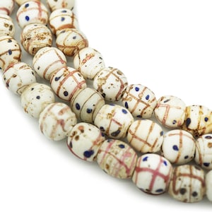 Ancient Venetian Medicine Man Beads from Africa (6-9mm) Ancient Roman Glass White & Cream Old Antique Glass Trade Beads (1299P155) Trade