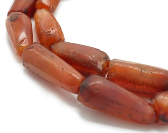 Large Old Carnelian Beads from Djenne, Mali (15-20beads) Antique African Tribal Ancient Stone Trade Beads (1113F818) Rustic