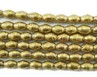 Perline biconiche etiopi in ottone fatte a mano (4-4,5 mm) Perline africane riciclate forgiate a mano Perline tribali del commercio (1065P104) Rustiche
