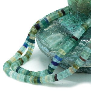 Afghaanse oud-Romeinse glasheishi-kralen (4 mm) 15,5" volledige streng gerecycleerde Romeinse glazen buiskralen uit Afghanistan - groothandel (891P750)