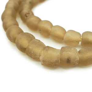 Recycled Glass Beads Taupe Brown (8-10mm) Neutral Beige African Fair Trade Beads Krobo Tribal Trade Beads - Made in Ghana (1448P104) Rustic