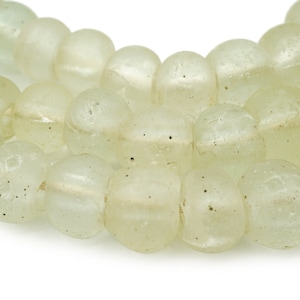Antique Transparent White Dutch Dogon Glass Beads 30&quot; Strand from Mali (10-20mm) Old Excavated Large Tribal Trade Beads (2118C539) African