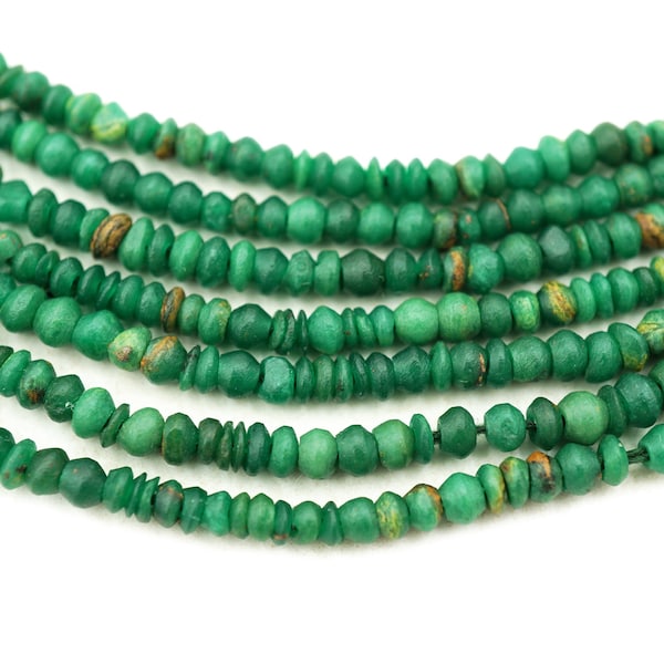 TINY Green Nephrite Jade Afghani Heishi Beads (2.5-3mm) Saucer Genuine Nephite Gemstone Made in Afghanistan Wholesale (1282F353) Jade