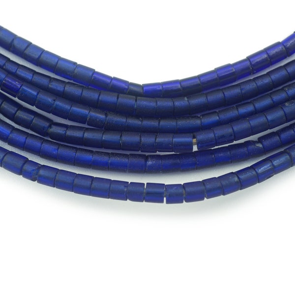 TINY African Blue Ghana Glass beads (2.5mm) Dark Indigo Blue Tribal Beads - Vintage Trade Beads (2077F052) Venetian