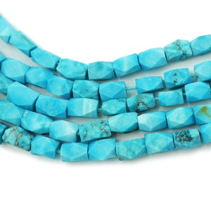 Genuine Turquoise Afghani Beads (4-5mm) Full Strand Small Faceted Blue Turquoise Gemstone Made in Afghanistan Wholesale (1573F354) Blue