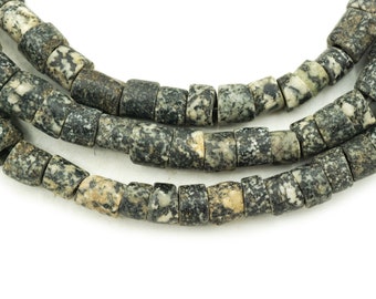 Ancient Black Granite Stone Beads from Mali Africa (6-8mm) 400 yrs old African Tribal Rustic Trade Beads from Mali (2376A519) African