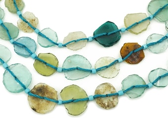 SMALL Afghan Ancient Roman Glass Beads (7-15mm) Coin Shaped Center Drilled Recycled Roman Glass Beads Afghanistan (2300F482) Rustic