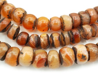 Old Carnelian Agate Stone Beads from Mali (7-9mm) Vintage Stone Beads Over 200 yrs old Rustic Tribal Trade Beads (2272A538) African