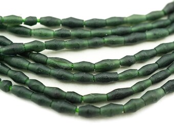 3 hebras de cuentas afganas de jade verde (2x5 mm) Arroz bicono Rústico Cuentas de jade verde oscuro hechas en Afganistán al por mayor (2227F136) Jade