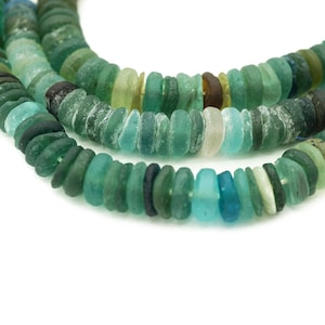 Large Afghani Ancient Roman Glass Sliced Heishi Beads (8-10mm) Full Strand Recycled Roman Glass Beads from Afghanistan (2203F856) Rustic