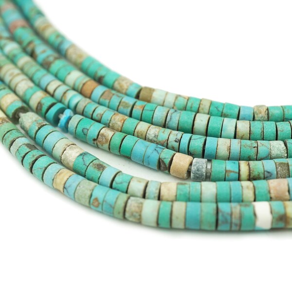 Turquoise Afghani Sliced Heishi Beads (3mm) High Quality Small Natural Gemstone Made in Afghanistan Wholesale (2099F285) Gemstone