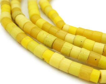 Rare Vintage Yellow Nigerian Goomba Beads (6-7mm) - Tonal Red Orange Tomato Antique Old African Wholesale Trade Beads (1973F589) Rustic