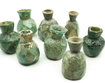 Afghani Ancient Roman Glass Bottle Vessel (1.5-2.5") Recycled Roman Glass Perfume Vessel from Afghanistan Wholesale (2249B829) Bottle