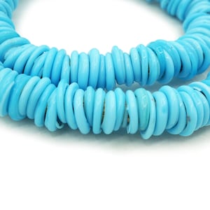 Afrikanische Dogon gewickelt Glas Donut Perlen Matt Hellblau - made in Venedig Voller Strang (14-16 mm) Tribal African Trade Beads (2179F518) Blau