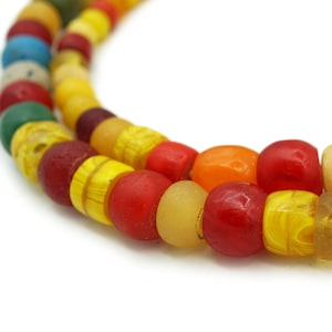 Antique Red and Yellow Striped Old Venetian Glass (8-16mm) 200 yr old African Glass Trade beads Vintage Beads (2260A549) Venetian