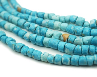 Rustic Turquoise Afghani Heishi Beads (4mm) Small Blue Turquoise Organic Rustic Turquoise From Afghanistan (2240F360) Gemstone