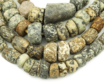 Large Ancient Excavated Granite Stone Beads from Mali (7-25mm) graduated Strand 1000 yrs old African Tribal Trade Beads (1768F576) Rustic