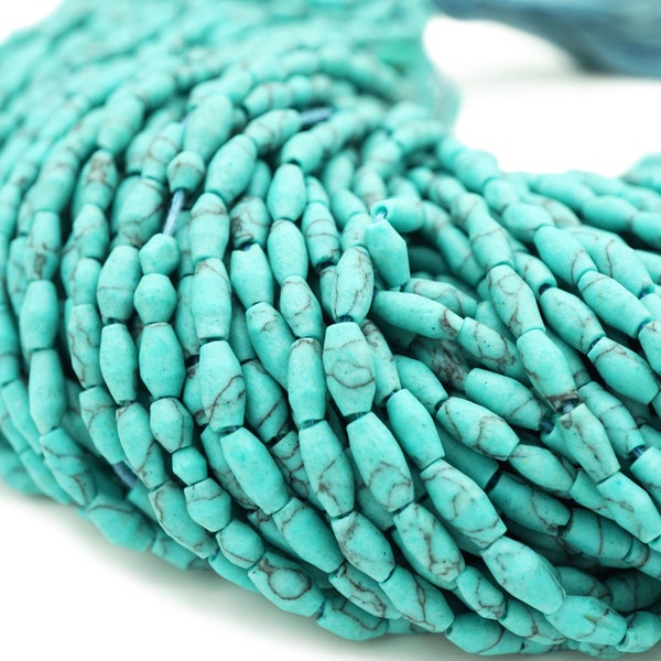 Small Turquoise Afghani Beads (3-3.5mm) Small Rice Shaped Blue Green Turquoise Made in Afghanistan Wholesale Rustic (1781F059) Rice