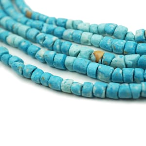Perline Heishi Afghane Turchese Rustico (4 mm) Piccolo Turchese Blu Turchese Rustico Organico Dall'Afghanistan (2240F360) Pietra Preziosa