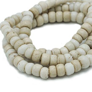 White Padre African Trade Beads - Over 100 years old - Antique Ethiopian Tribal Beads - Wholesale African Glass - 1800s (145F513) White