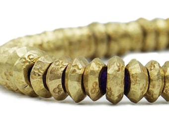 30 Ethiopian Handmade Brass Wollo Rings (8-9mm) - Tribal African Trade Beads - Hand Forged Recycled Metal - Hand Stamped (264-NIG-MET)