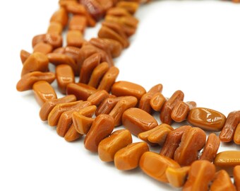 Vintage beads Art Deco Glass ceramic Orange Leaf Bead Supply Destash Antique Czech