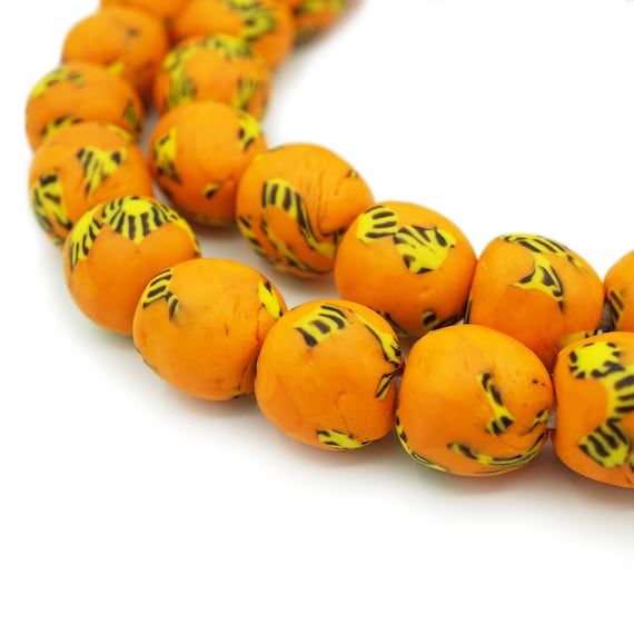 Scheiben Pulverglasperlen 10x4mm Orange Krobo Recycled Glass Beads Ghana Afrika 