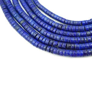 High Quality Lapis Lazuli Afghan Heishi Beads (3.5-4mm) Cylindrical Small Genuine Lapis Gemstone Made in Afghanistan (2111F502) Heishi