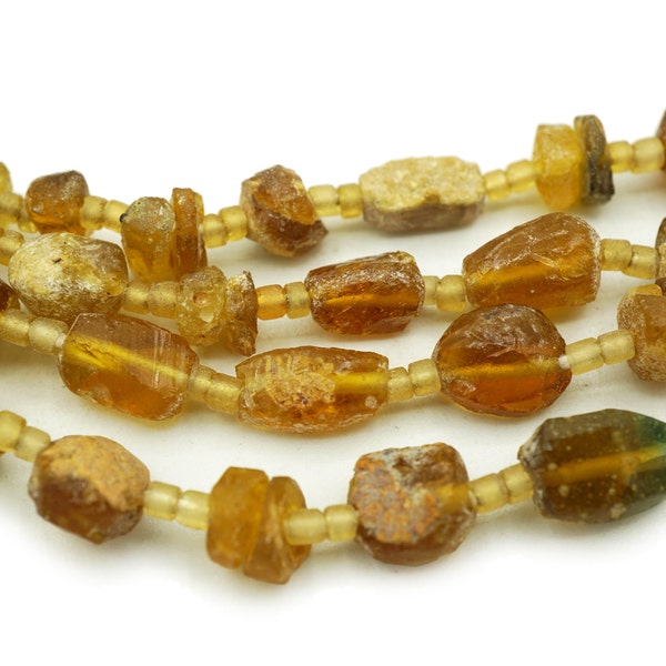 Old Afghani Ancient Venetian Roman Glass Beads (5-9mm) Rare Golden Brown Recycled Old Salvaged Glass from Afghanistan (2297A864) Rustic