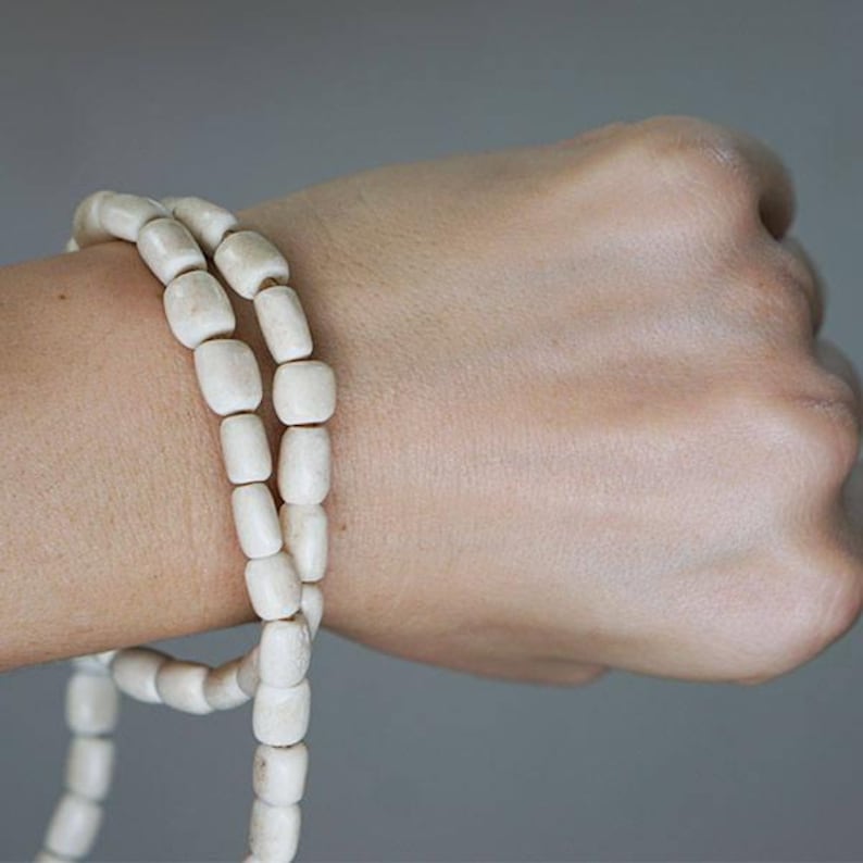 Small Natural White Bone Beads Made In Kenya (9x12mm) African Tribal Beads - Fair Trade Jewelry Making Supplies - Wholesale Beads (153A486) image 3