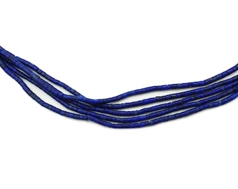 Cuentas afganas Heishi de lapislázuli muy pequeñas (1 mm) Gema de lapislázuli auténtica de alta calidad hecha en Afganistán (2687A052) Rústico
