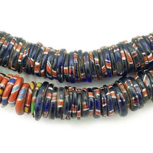 Antique Aja Venetian Chevron Glass African Beads (7-14mm) Large Mixed Old Tribal Glass Rustic Venetian Trade Beads (2268T059) Chevron