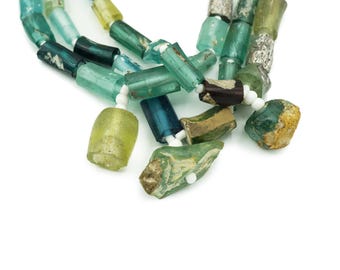 Afghan Ancient Roman Glass Beads (7-11mm) Barrel Shaped Recycled Roman Glass Beads from Afghanistan Salvaged Glass (2113F546) Rustic