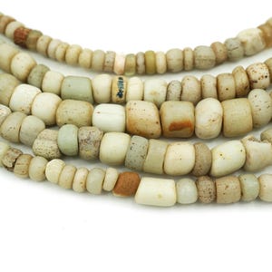 Ancient Excavated Djenne Beads from Mali, Africa (4-8mm) Roman Glass - White & Cream Old Antique Glass Trade Beads (2134C518) Rustic