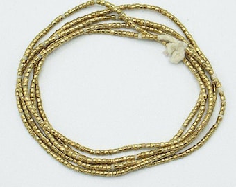 TINY Handmade Heishi Ethiopian Beads (1.5mm) - Recycled Brass Hand-forged African Beads - Upcycled - Tribal Trade Beads (84P102) Brass