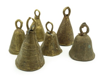 Small Antique Brass Cow Bell (3"x2") From Southern Sudan (2253F213) Rustic Holiday Bell