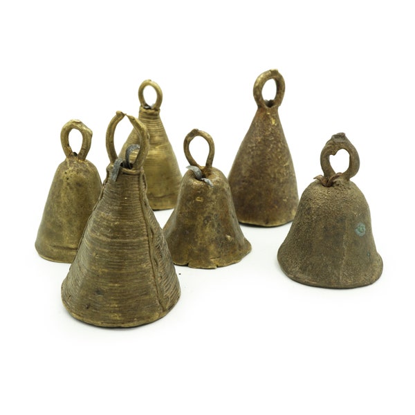 Small Antique Brass Cow Bell (3"x2") From Southern Sudan (2253F213) Rustic Holiday Bell