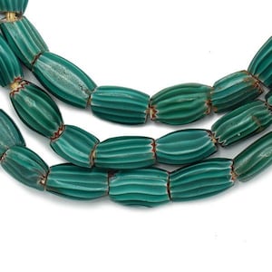 Cuentas vintage de sandía azul y verde (8-9 mm), cuentas venecianas africanas de comercio, más de 100 años de antigüedad, tribales (358F519) venecianas