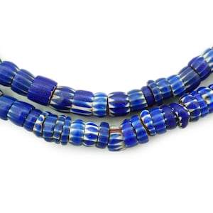 SMALL Old Blue and Green African Chevron Beads (5-7mm) Vintage Aja Trade Beads Over 200 Yrs Old Tribal Antique Beads (2393G568) Venetian