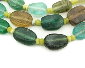 Afghan Ancient Roman Glass Oval Coin Beads (11-16mm) Old Recycled Roman Glass Beads from Afghanistan (2204F579) Rustic