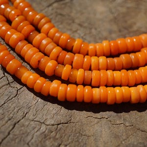 Orange Jave Artisan Made Glass Discs Beads (6-7mm) Sliced Shape (3119A256) Indonesian
