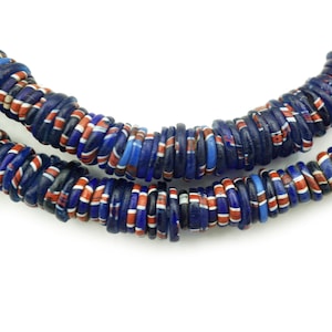 Antique Aja Venetian Chevron Glass African Beads (7-9mm) Large Mixed Old Tribal Glass Rustic Venetian Trade Beads (2571C569) Chevron