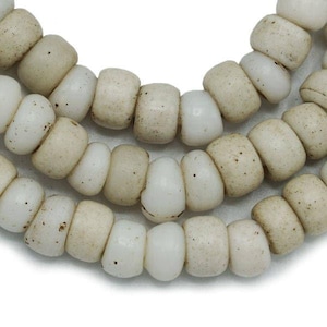 White Padre African Trade Beads - Over 100 years old - Antique Ethiopian Tribal Beads - Wholesale African Glass - 1800s (145F513) White image 2