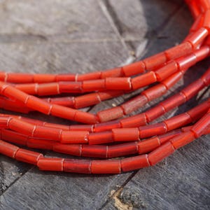 Cuentas de tubo de vidrio rojo vintage (3,5 mm), cuentas étnicas africanas antiguas, transparentes y rojas (2493A375), rústicas